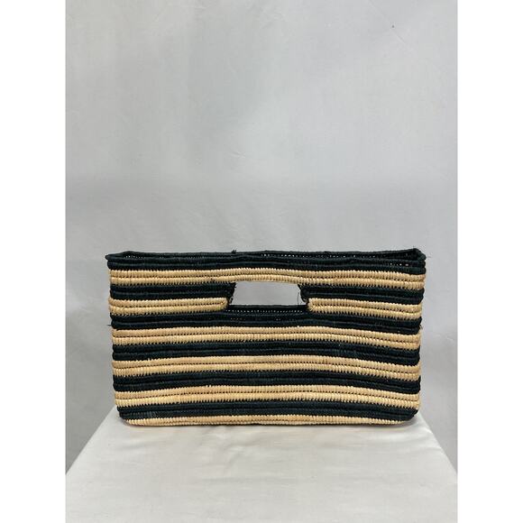 Btb Los Angeles \'Selah\' Black Raffia Clutch Bag